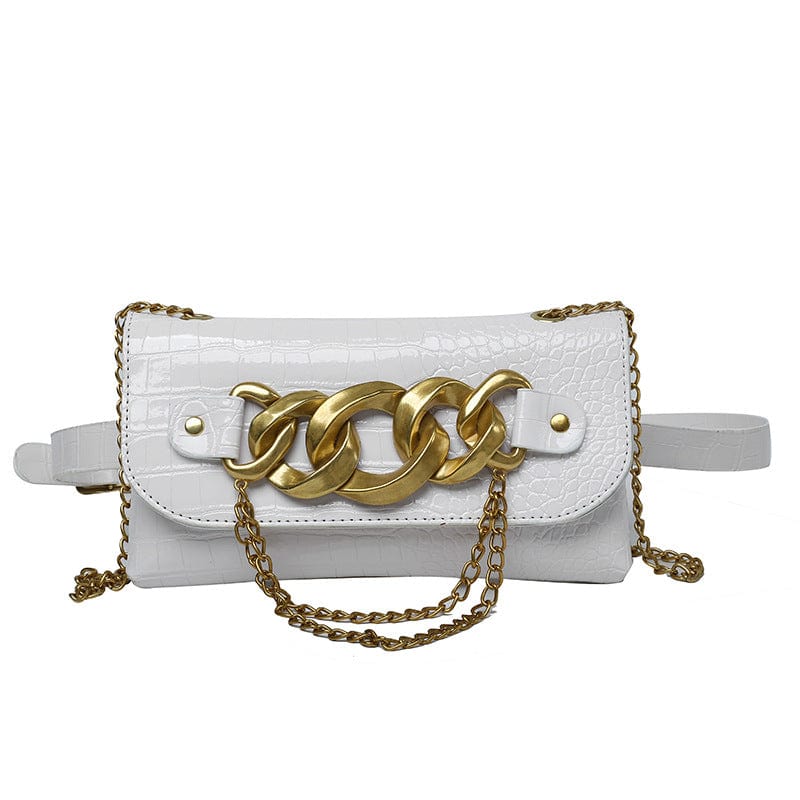 2022 Fashionable Waist Fanny Purse Cuban Chain Shoulder Bags Multicolored Silver/gold/blue/red Chain Shoulder Bags For Girls