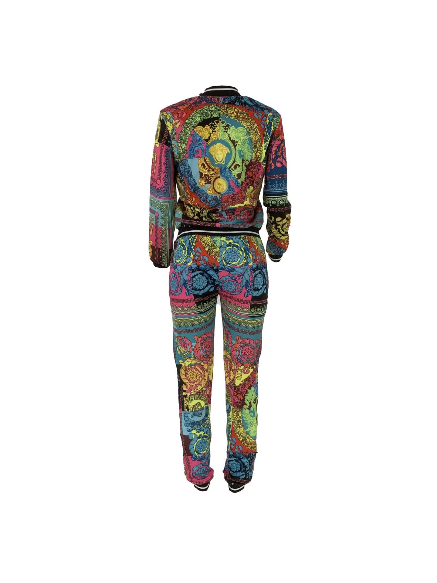 2022 Good Quality Fashion Clothes Zip Jacket Two Piece Pants Set Plus Size Colorful Print 2 Piece Set Women