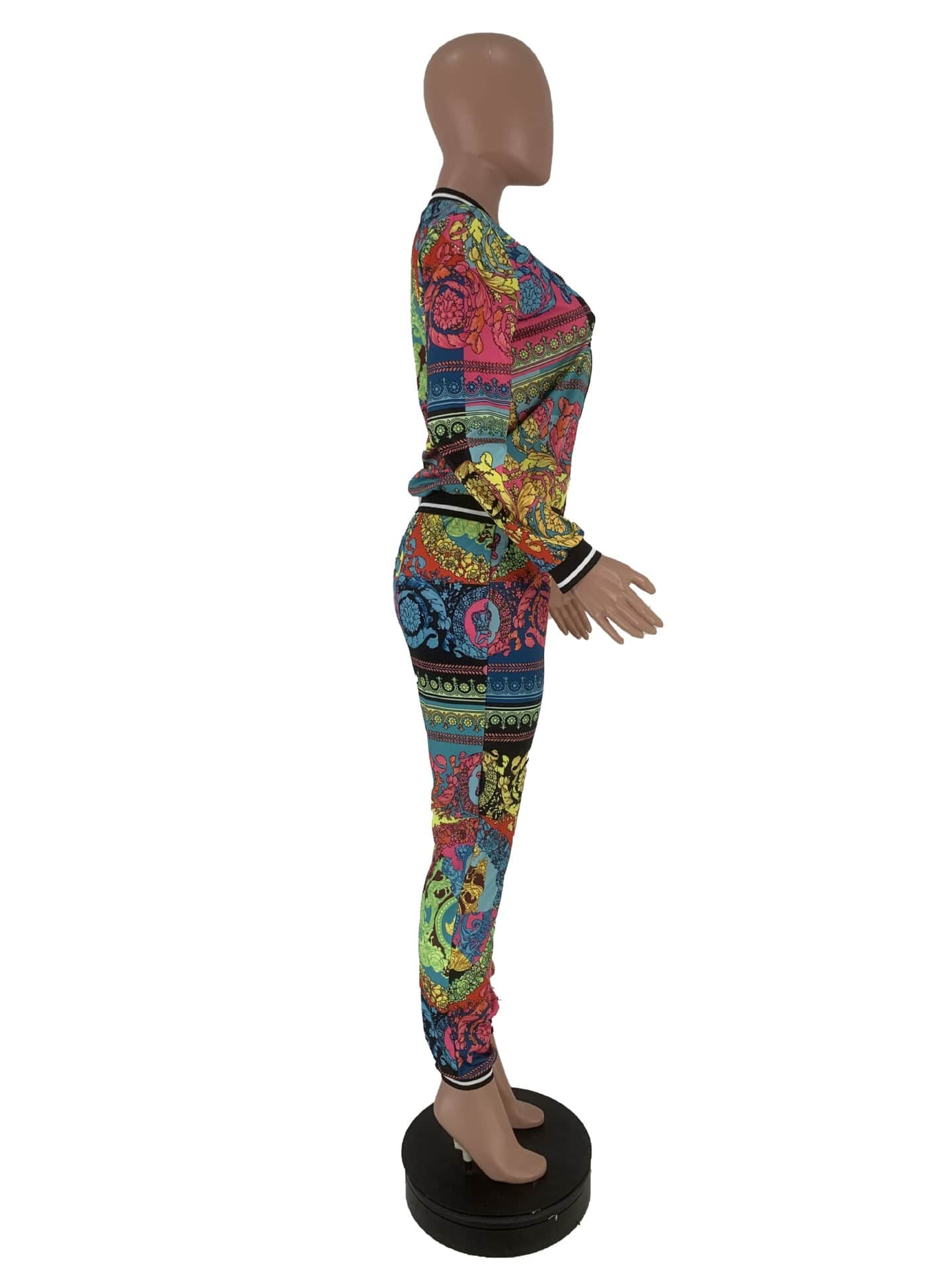 2022 Good Quality Fashion Clothes Zip Jacket Two Piece Pants Set Plus Size Colorful Print 2 Piece Set Women