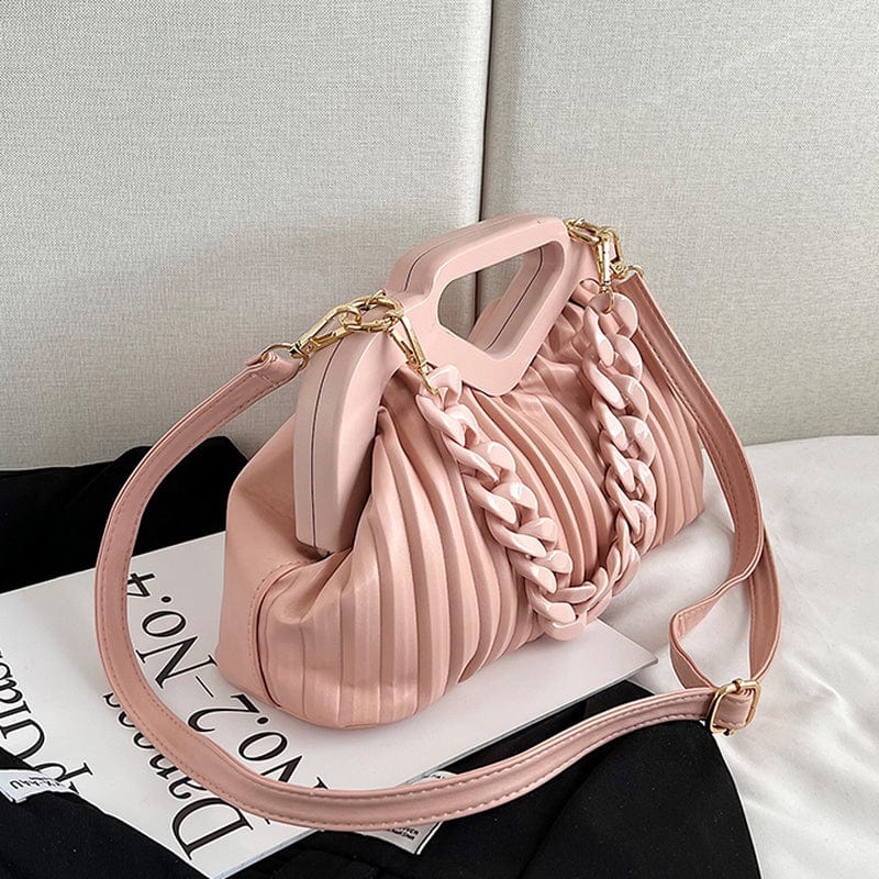 2022 Handbags for Women Luxury Thick Chain Top Handle Designer Pleated Ladies Shoulder Bags Clutch Purses Crossbody Bag