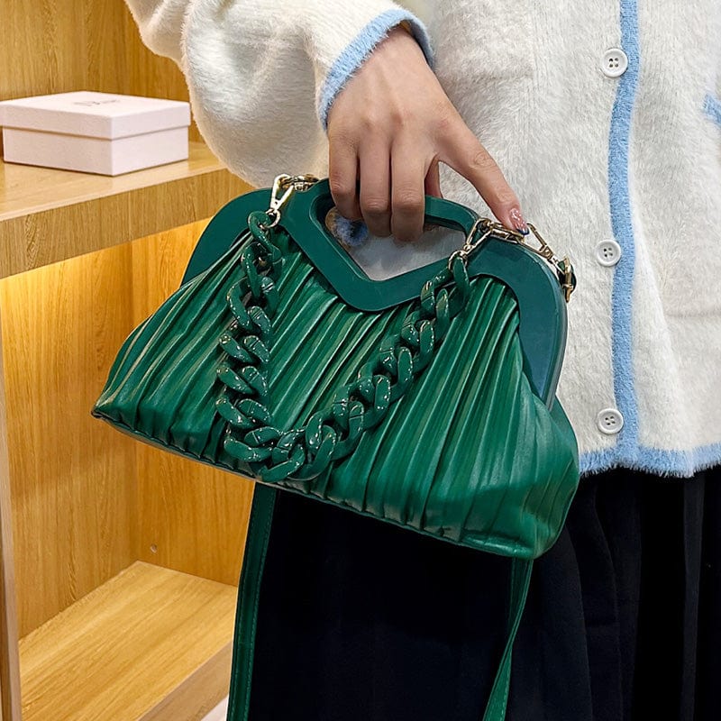 2022 Handbags for Women Luxury Thick Chain Top Handle Designer Pleated Ladies Shoulder Bags Clutch Purses Crossbody Bag