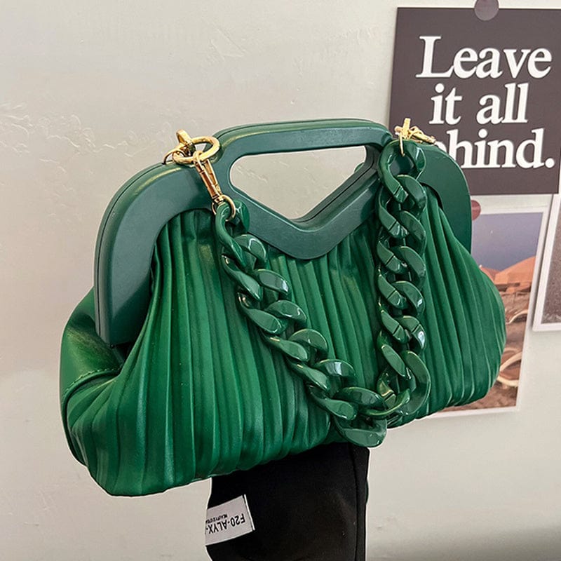 2022 Handbags for Women Luxury Thick Chain Top Handle Designer Pleated Ladies Shoulder Bags Clutch Purses Crossbody Bag