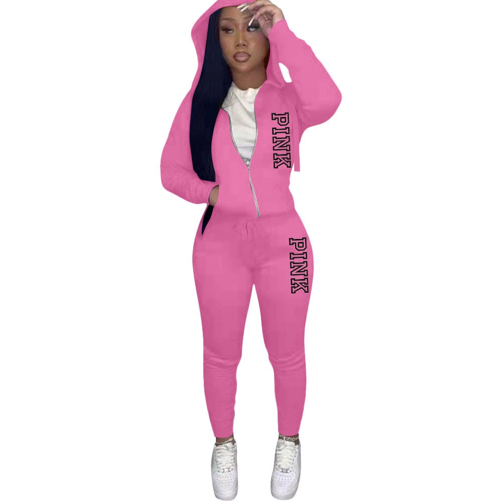 2022 High quality sexy Female Custom Logo  satin lined  2 piece Hoodie Jogger  Sweatsuit For Women