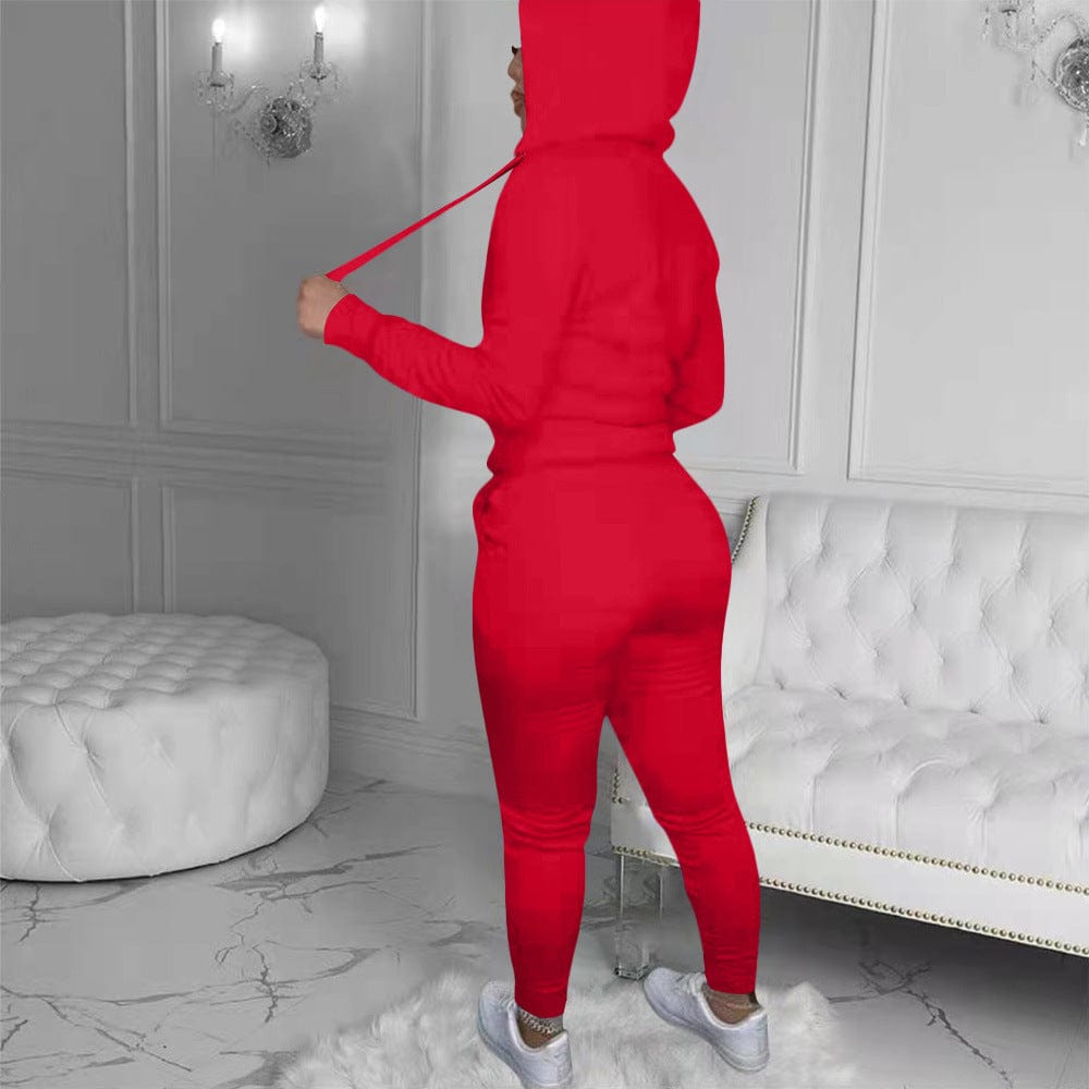 2022 High quality sexy Female Custom Logo  satin lined  2 piece Hoodie Jogger  Sweatsuit For Women