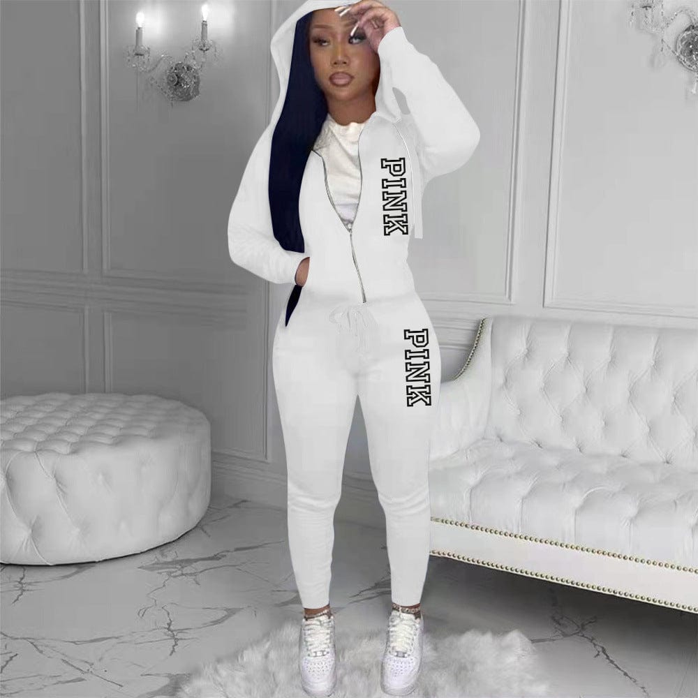 2022 High quality sexy Female Custom Logo  satin lined  2 piece Hoodie Jogger  Sweatsuit For Women