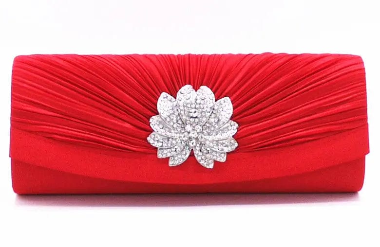2022 Hot Selling Factory Direct Supply Style Pleated Diamond Dinner Bag Ladies Floral Clutch One Shoulder Evening Bag