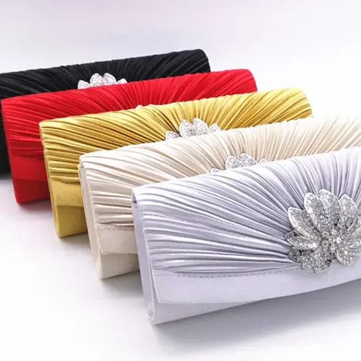 2022 Hot Selling Factory Direct Supply Style Pleated Diamond Dinner Bag Ladies Floral Clutch One Shoulder Evening Bag