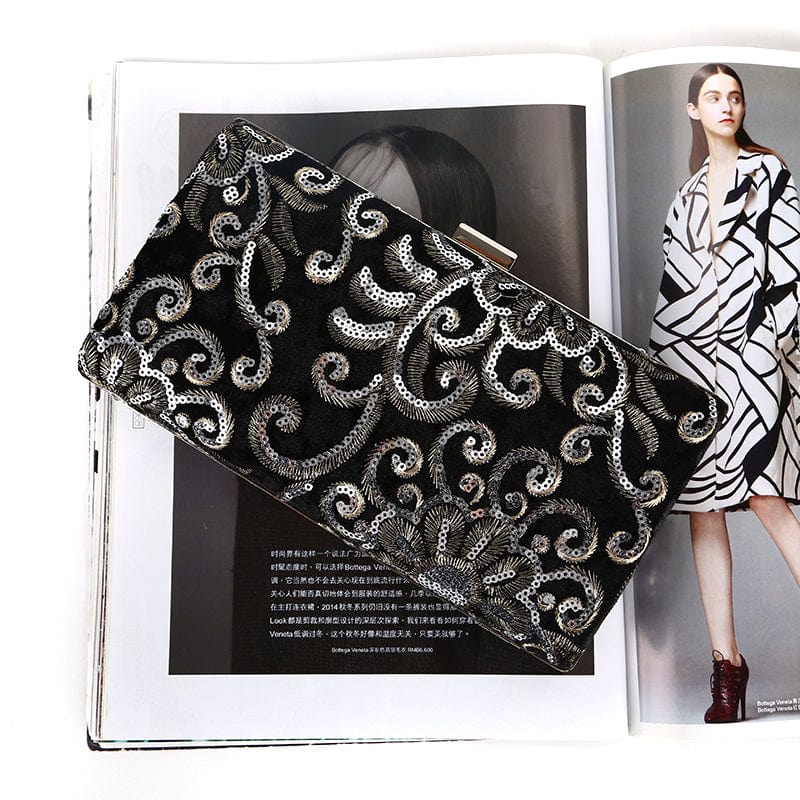 2022 Ladies Diamonds Sequin Flowers Box Clutches Wedding Bridal Party Hard Case Messenger Clutch Velvet Bag Evening Bags