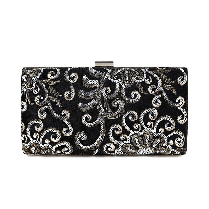 2022 Ladies Diamonds Sequin Flowers Box Clutches Wedding Bridal Party Hard Case Messenger Clutch Velvet Bag Evening Bags