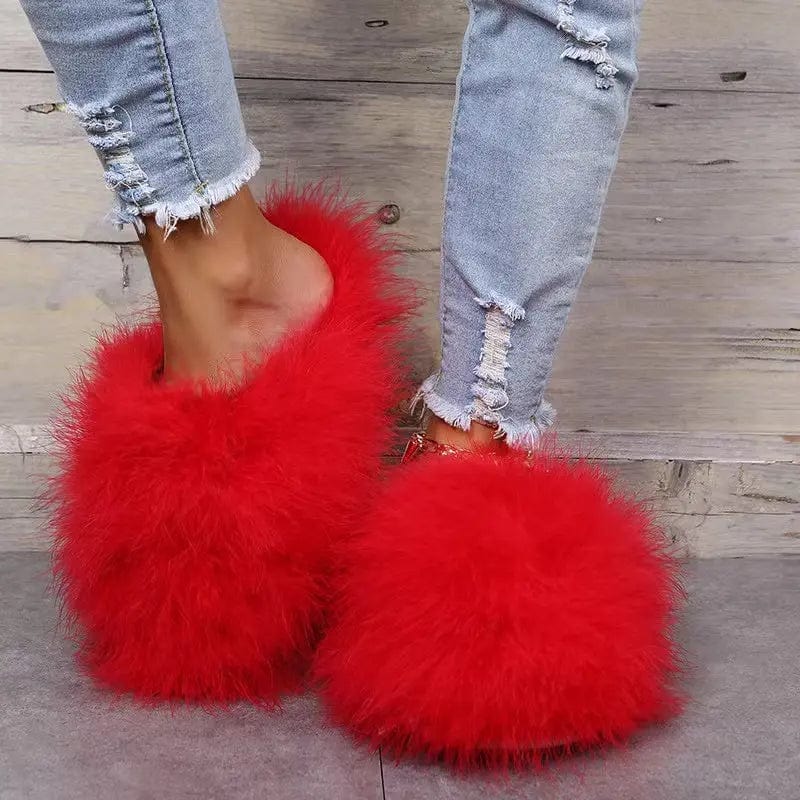 2022 Latest Fashion High Quality Solid Women's Fashion Soft Home Fluffy Fuzzy shoes Mongolian fur Slippers