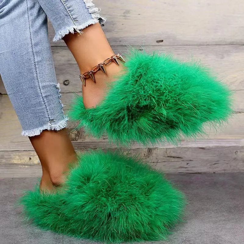 2022 Latest Fashion High Quality Solid Women's Fashion Soft Home Fluffy Fuzzy shoes Mongolian fur Slippers