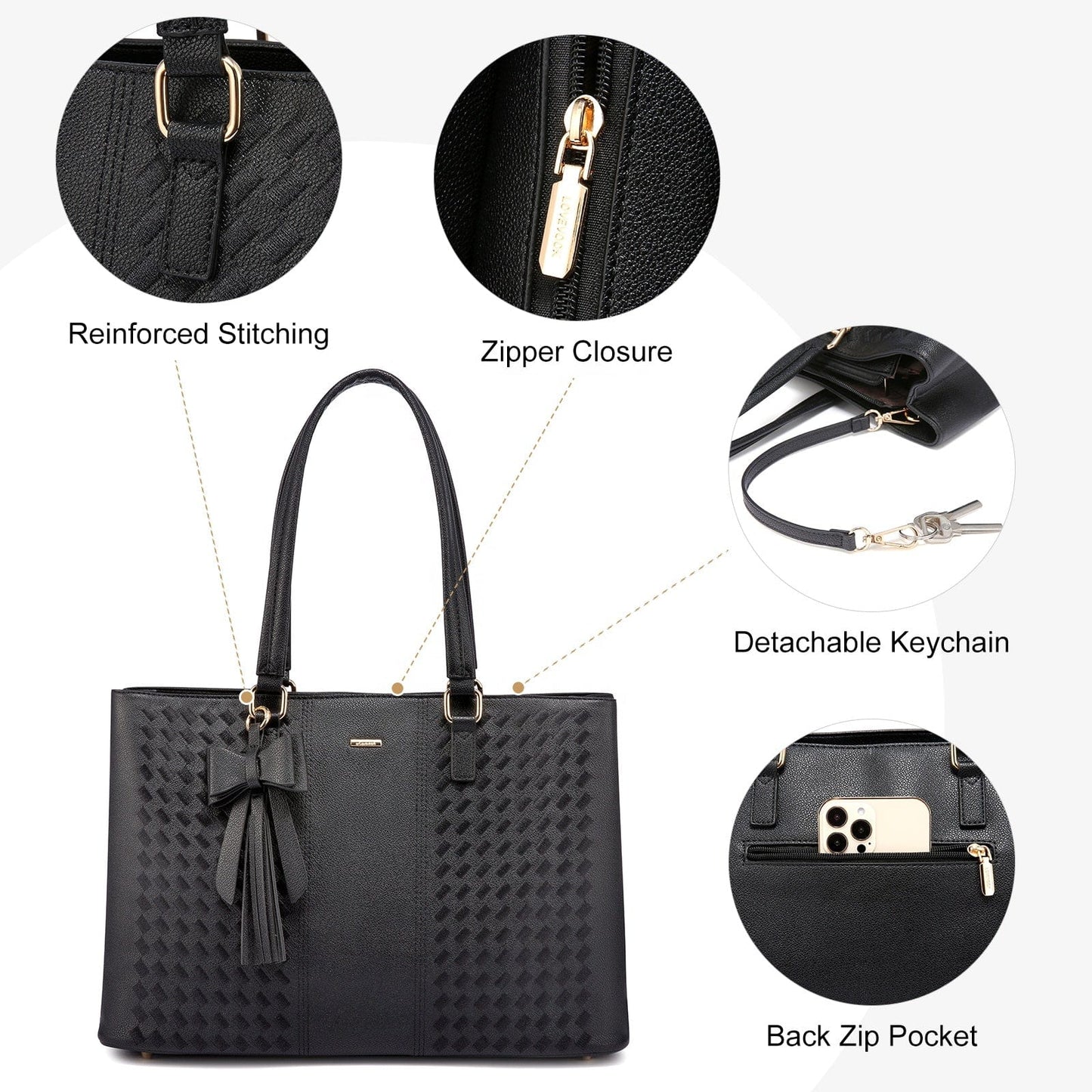 2022 LOVEVOOK 15.6in PU  school shoulder tote Bags women  Large Office Work handbags girls Briefcase Laptop tote bags for women