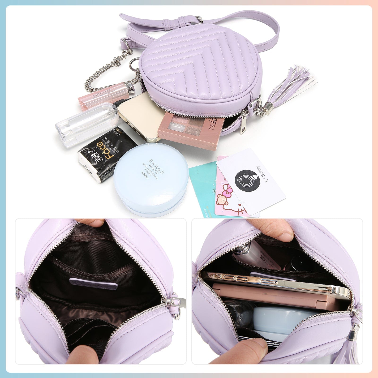 2022 LOVEVOOK factory Crossbody Bags Faux Leather shoulder bags with Tassel for Women Round square shoulder bags ladies Purses