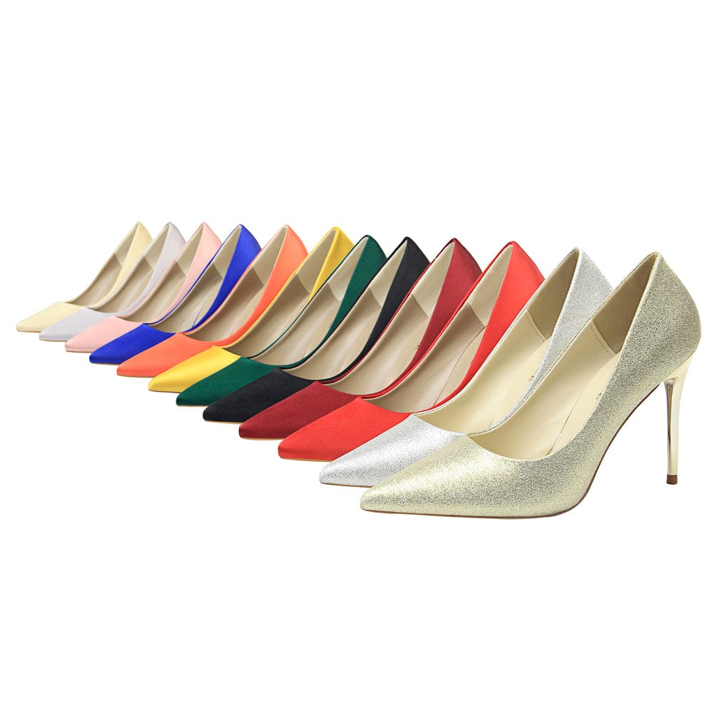2022 Muti Color Silk Material Elegant Pointed Toe Pleaser Sexy Ladies Shoes Stiletto High Heels with Big Size 43