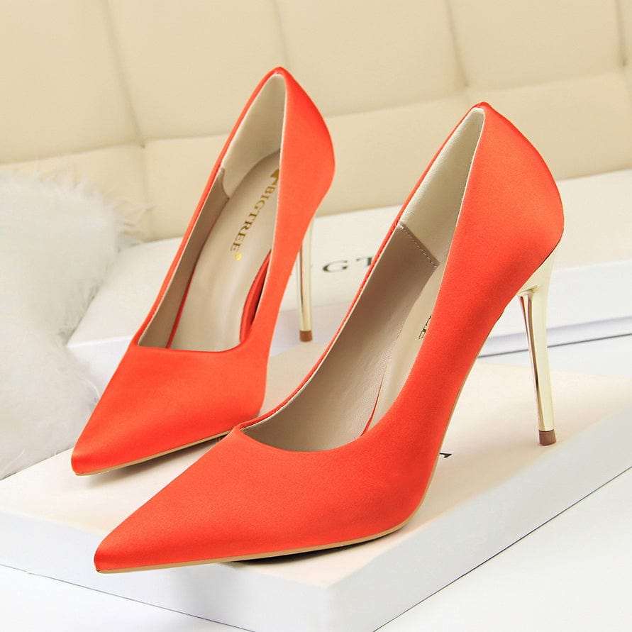 2022 Muti Color Silk Material Elegant Pointed Toe Pleaser Sexy Ladies Shoes Stiletto High Heels with Big Size 43