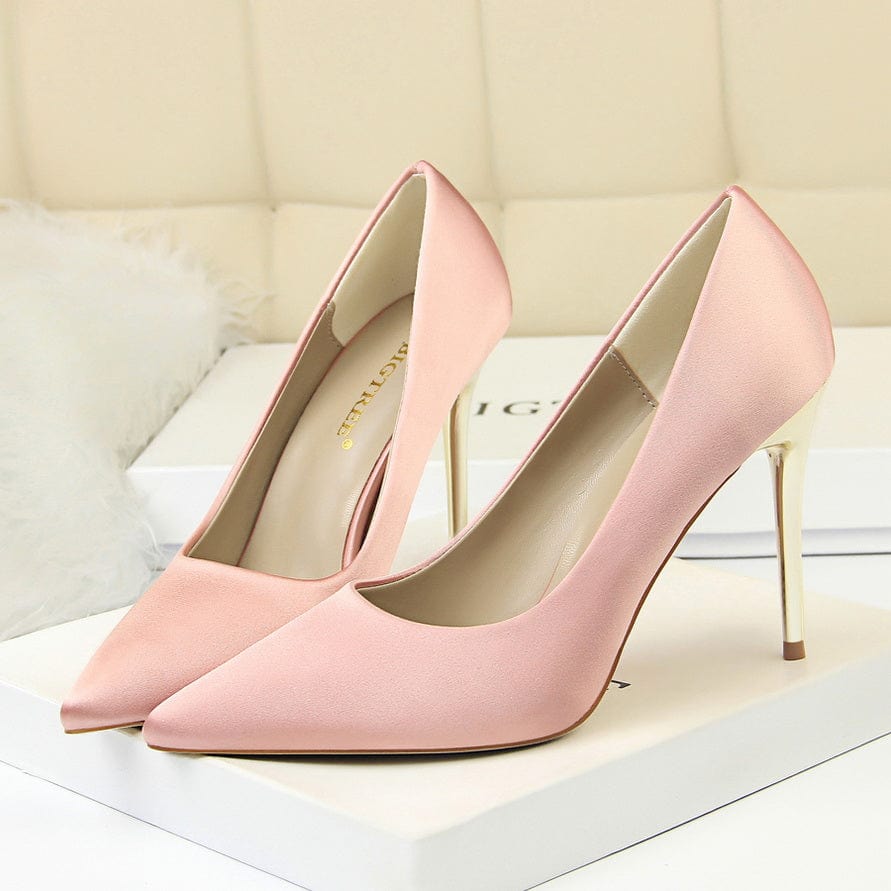 2022 Muti Color Silk Material Elegant Pointed Toe Pleaser Sexy Ladies Shoes Stiletto High Heels with Big Size 43