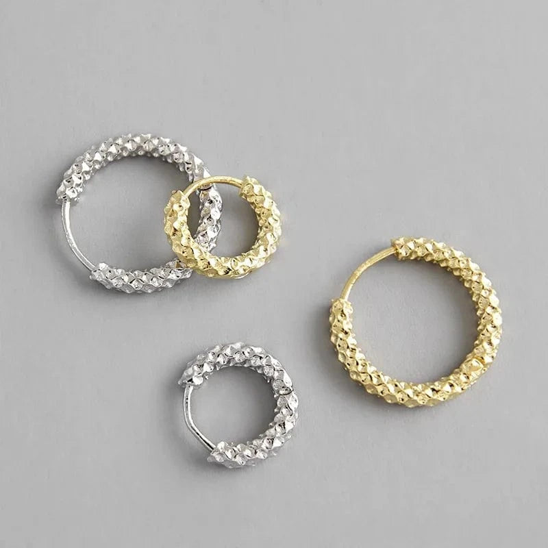 2022 NEW 925 Sterling Silver 2 sizes Gypsophila Gold plated hoop earrings jewelry