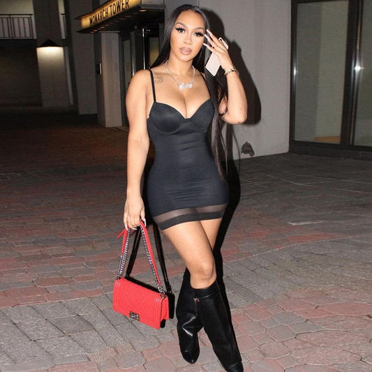 2022 New Arrival Solid Color Sexy Deep V Sleeveless Spaghetti Strap Casual Dress Women Dresses