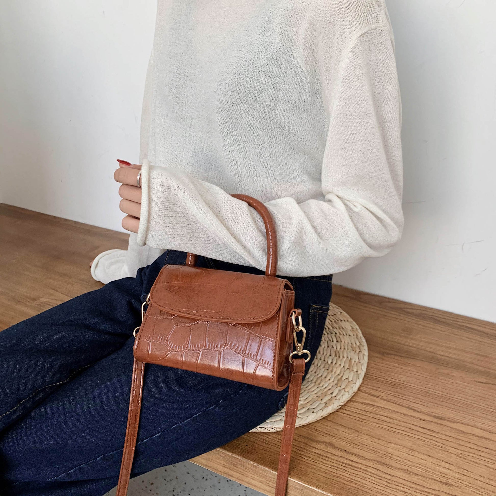 2022 New Arrival Stone Pattern PU Leather Small Handbags Mini Bags for Women