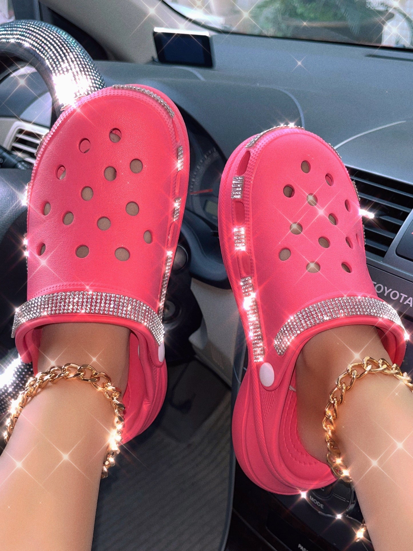 2022 new arrival summer high wedge heel bling fashion slippers clogs charms platform rhinestone jelly sandals designer slides