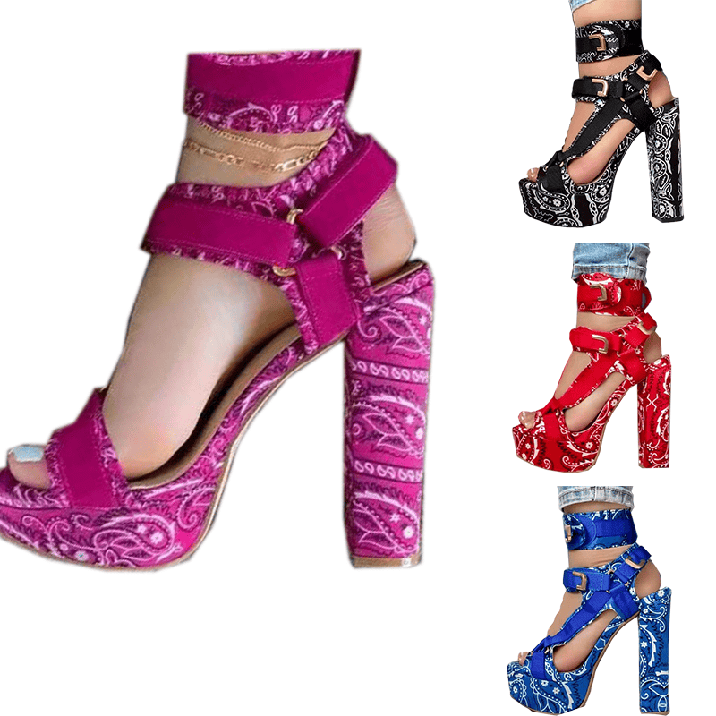 2022 new arrival women's sandals blue platform heelshigh heels shoes for women bandana sexy heels for women