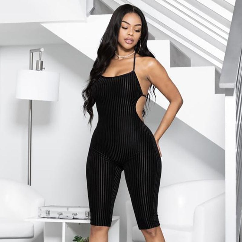 2022 New Arrival women sexy halter jumpsuits sleeveless backless casual velvet jumpsuits