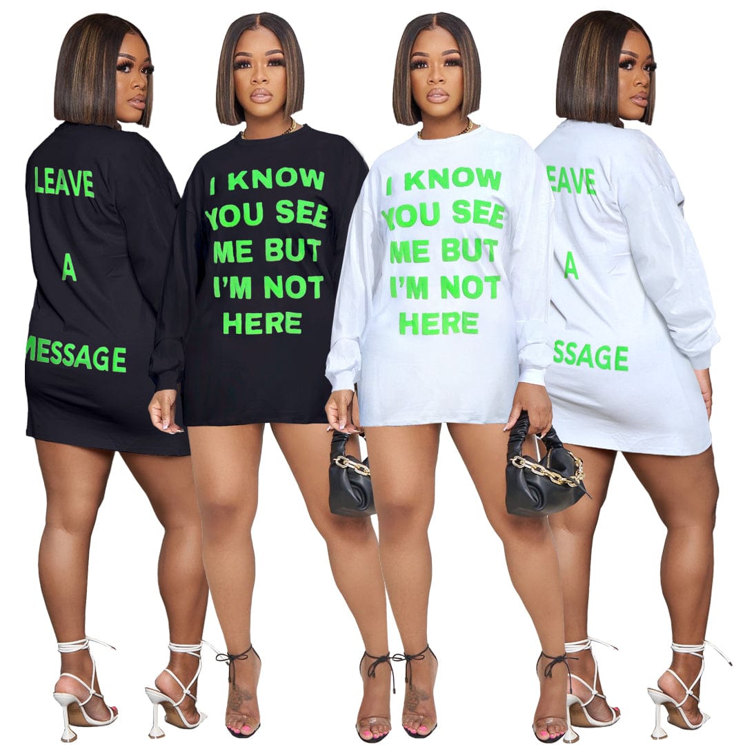 2022 New Arrivals Casual Double Sided Printed Letter T-Shirt Dress