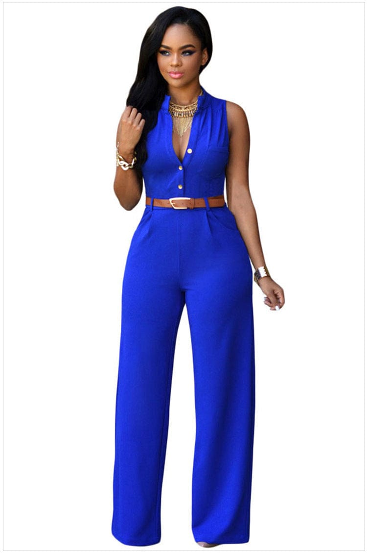 2022 New Arrivals Summer High Waist Jumpsuit Solid Color Women One Piece Suit Plus Size Sleeveless Elegant Rompers