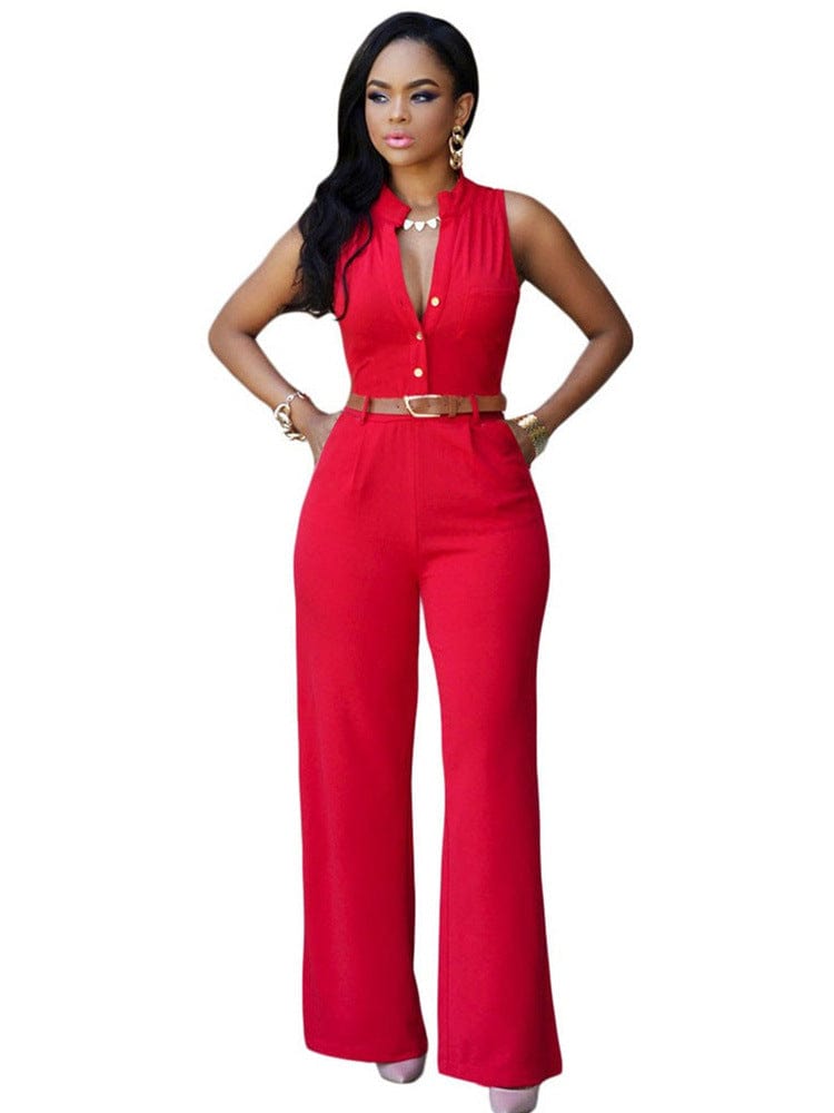 2022 New Arrivals Summer High Waist Jumpsuit Solid Color Women One Piece Suit Plus Size Sleeveless Elegant Rompers