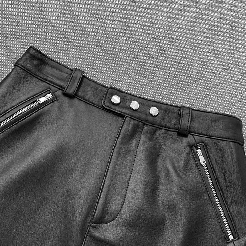 2022 New Arrivals Wholesale Genuine Leather Skirts Sexy High Waist Black Short Mini Rivet Leather Skirts