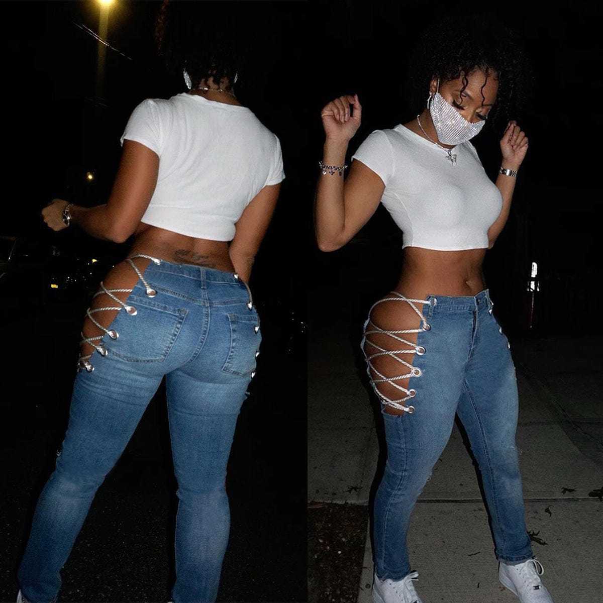 2022 New Arrivals Women Hollow Out Trousers Pant Mom Women Jeans  High Waist Leggings For Women