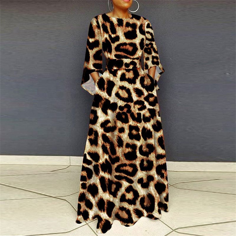 2022 new beautiful modest dress casual women plus size floral print fabric long sleeve beach maxi long dress women clothing