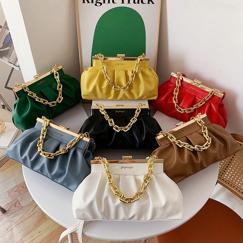 2022 New Chains Designer Cloud Clutch Bag Dumpling Shoulder Bag Clip Purse Leather Women Pleated Handbags