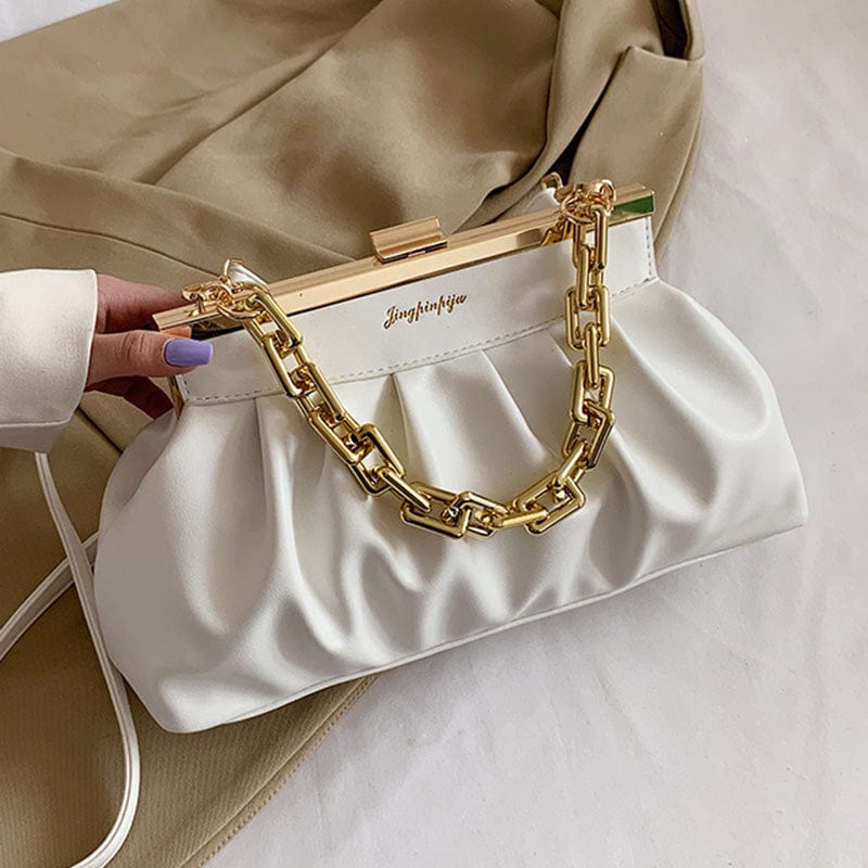 2022 New Chains Designer Cloud Clutch Bag Dumpling Shoulder Bag Clip Purse Leather Women Pleated Handbags