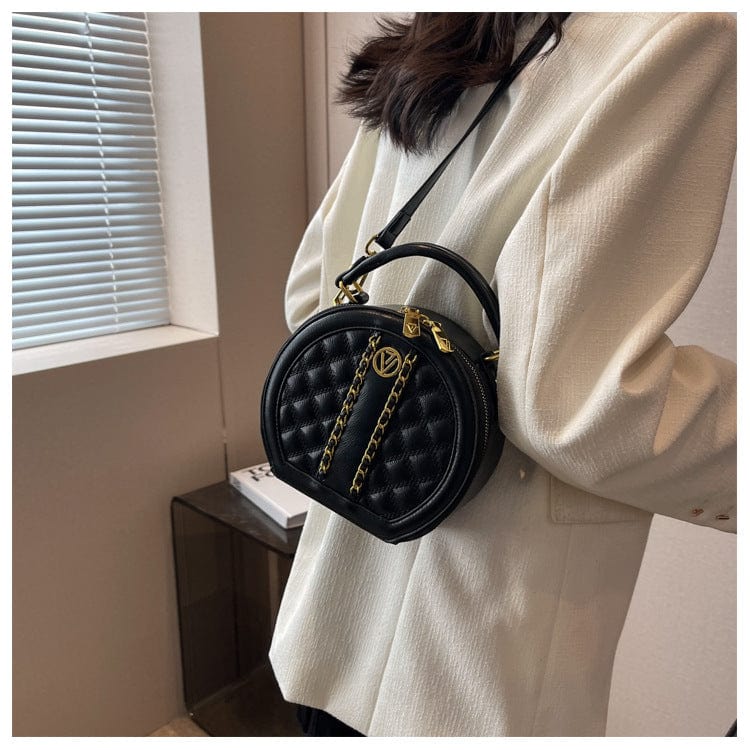 2022 New design round bag leisure women hand bags quilted leather crossbody single shoulder bag fashion ladies purse handbags