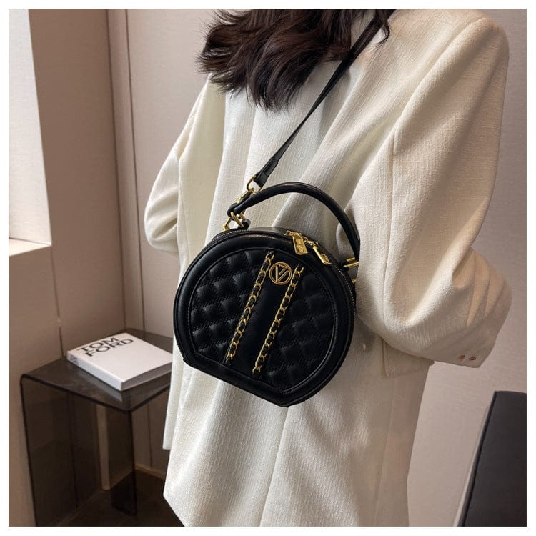 2022 New design round bag leisure women hand bags quilted leather crossbody single shoulder bag fashion ladies purse handbags