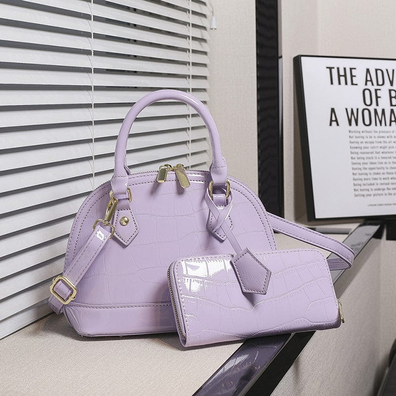 2022 New Fashion Crocodile Pattern Shoulder Bag Luxury Shell Shape Handbag Sets 2 Pieces Lady Hand Bags