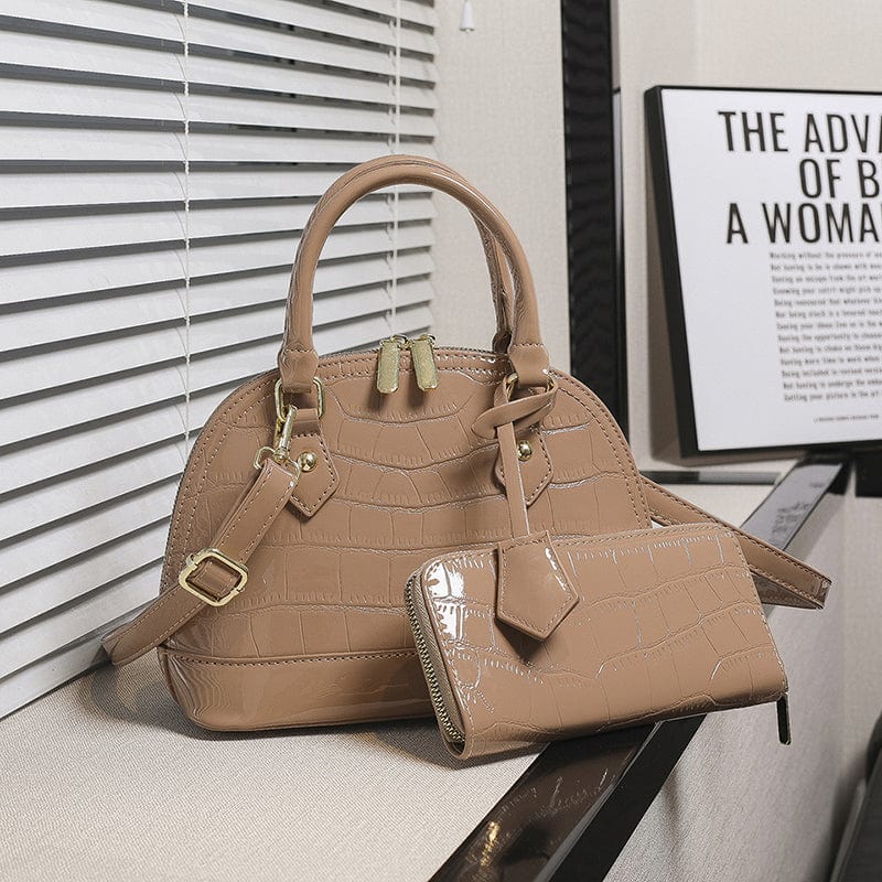 2022 New Fashion Crocodile Pattern Shoulder Bag Luxury Shell Shape Handbag Sets 2 Pieces Lady Hand Bags