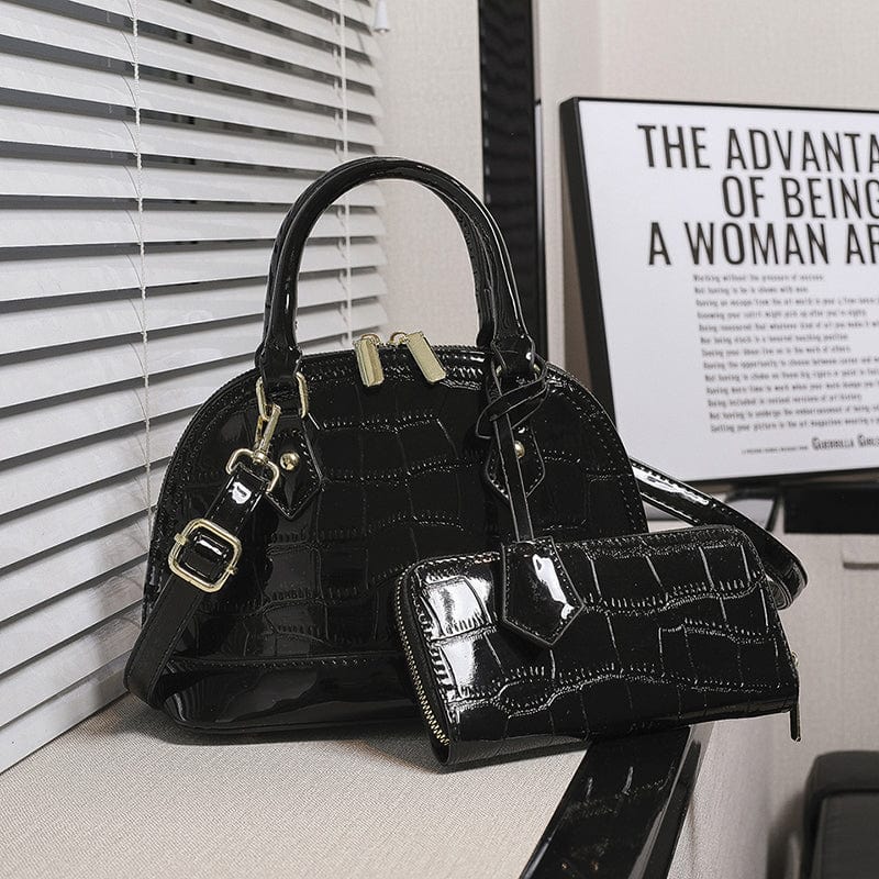 2022 New Fashion Crocodile Pattern Shoulder Bag Luxury Shell Shape Handbag Sets 2 Pieces Lady Hand Bags