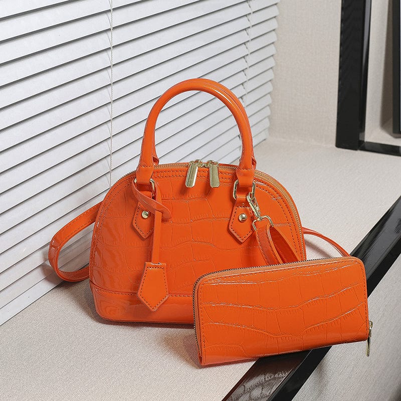 2022 New Fashion Crocodile Pattern Shoulder Bag Luxury Shell Shape Handbag Sets 2 Pieces Lady Hand Bags