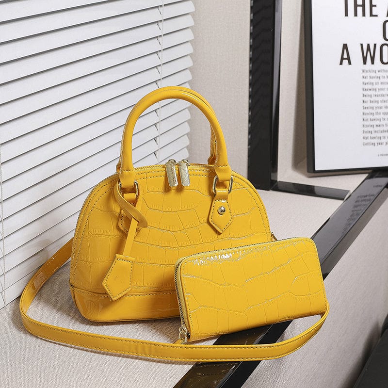 2022 New Fashion Crocodile Pattern Shoulder Bag Luxury Shell Shape Handbag Sets 2 Pieces Lady Hand Bags