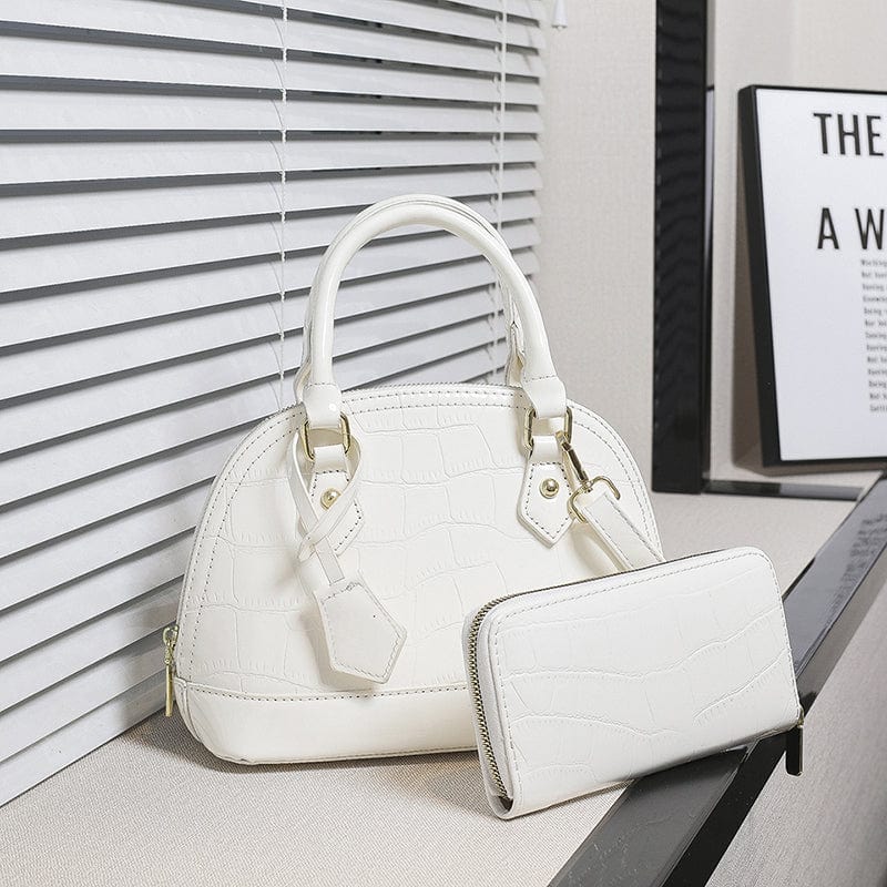 2022 New Fashion Crocodile Pattern Shoulder Bag Luxury Shell Shape Handbag Sets 2 Pieces Lady Hand Bags