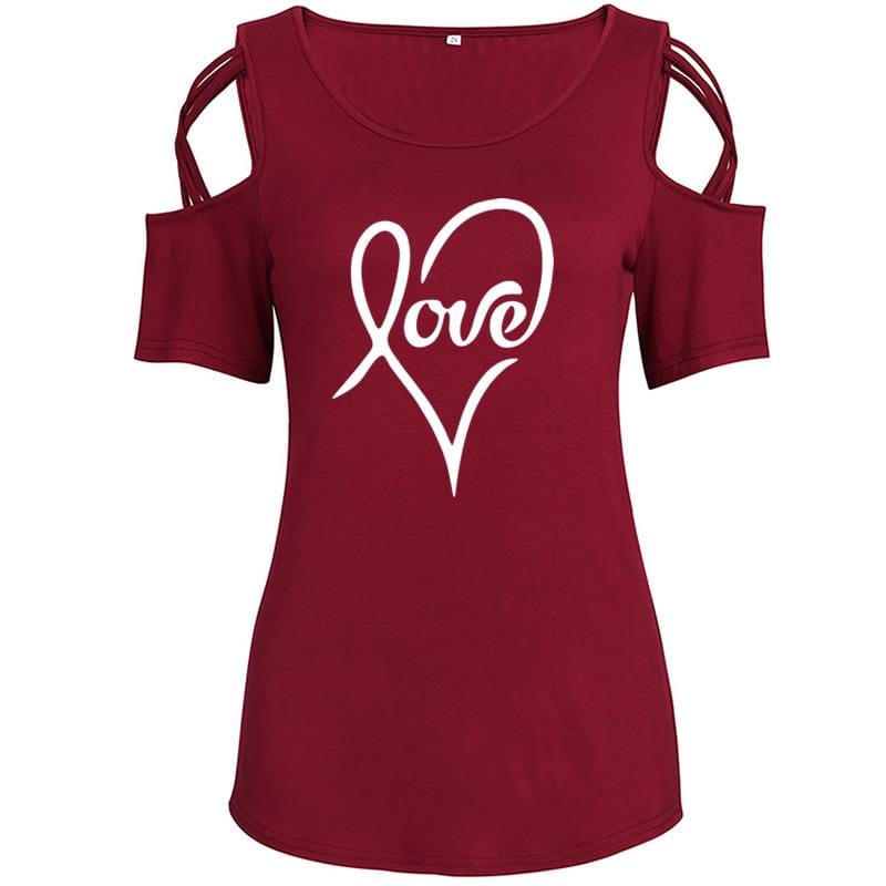 2022 New Fashion Love Print T Shirt Women Top Female Cute Summer Tops Tumblr Christmas Gift Camiseta
