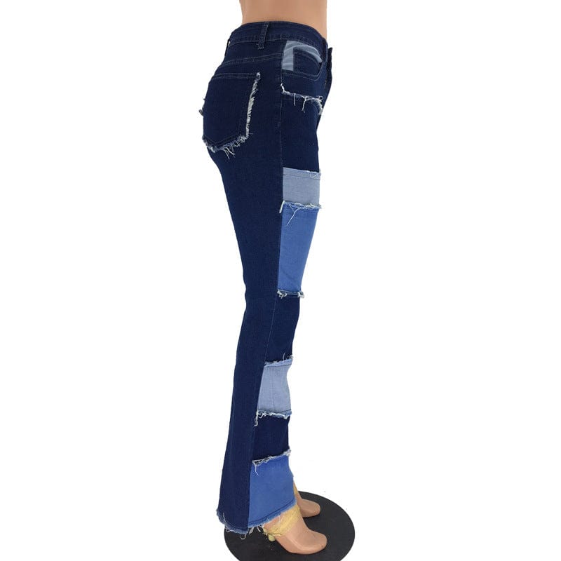 2022 New High Quality Women High Waist Stretchy Patchwork Denim Pants Jeans