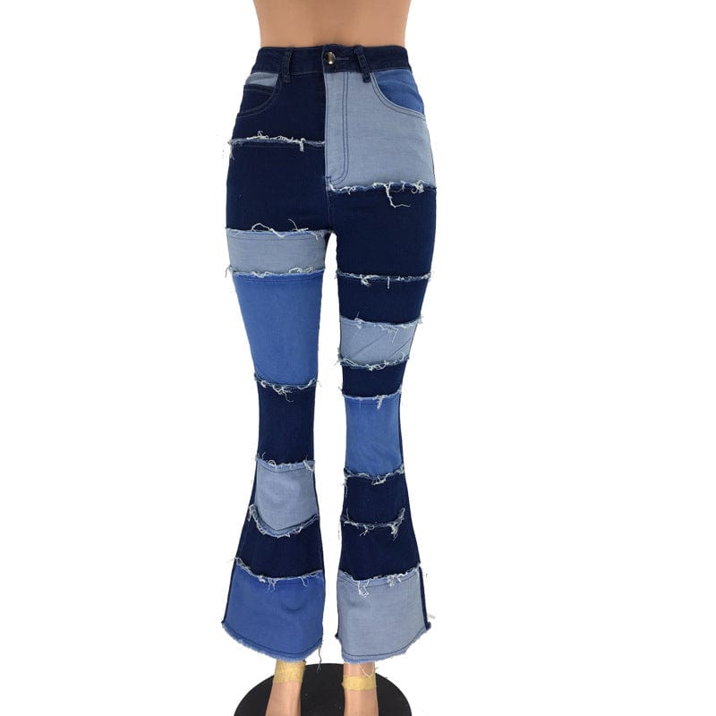 2022 New High Quality Women High Waist Stretchy Patchwork Denim Pants Jeans
