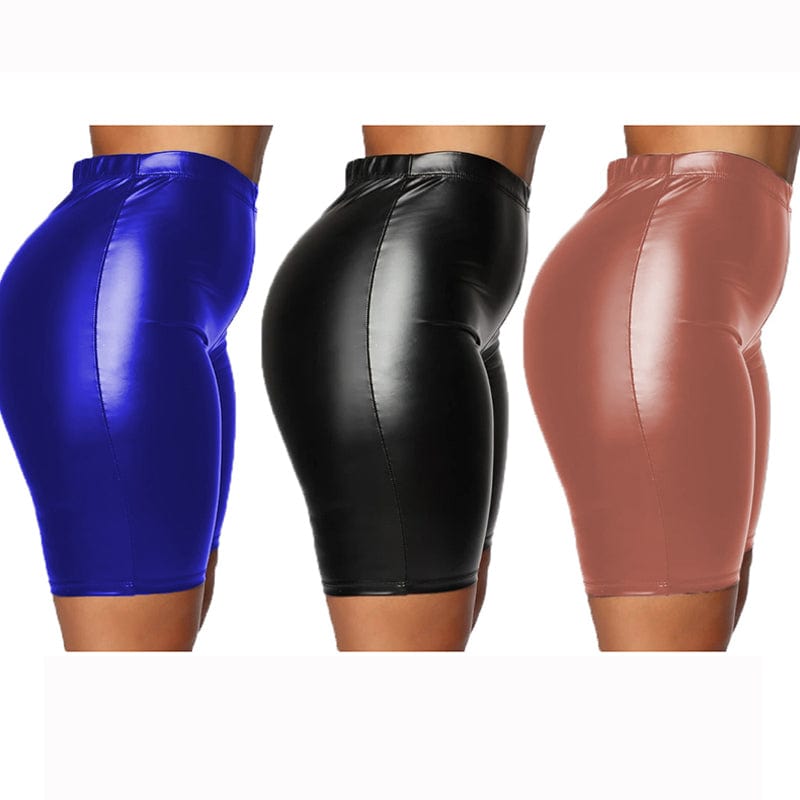 2022 New Sexy Women Fashion Short Leggings High Waisted Shorts PU Leather Plus Size Pants Woman Elastic Clothing