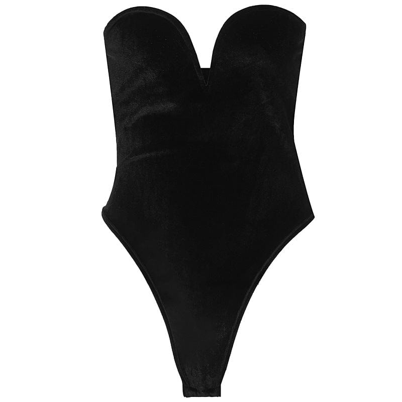 2022 New Summer Sexy Low-Cut Jumpsuits Black Strapless Tight-Fitting Bodysuit Top