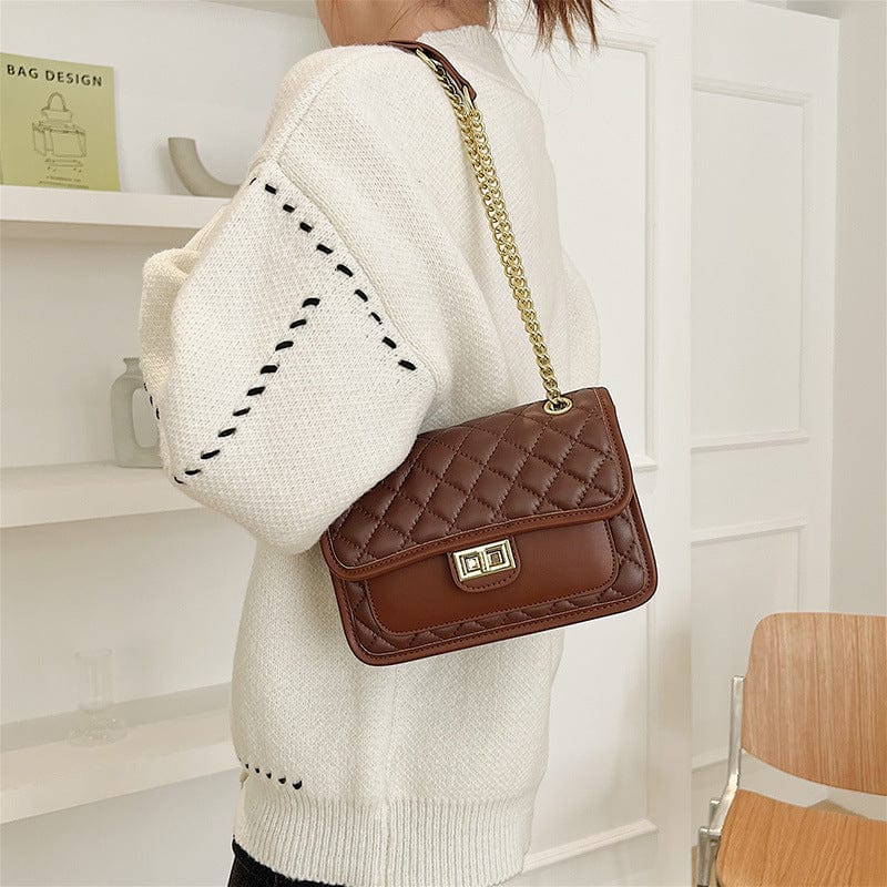 2022 New trendy fashion shoulder small square bag rhombic chain cross-body small square bag