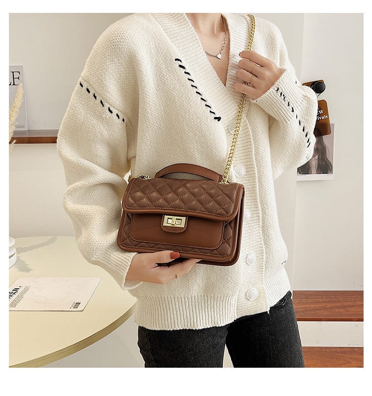 2022 New trendy fashion shoulder small square bag rhombic chain cross-body small square bag