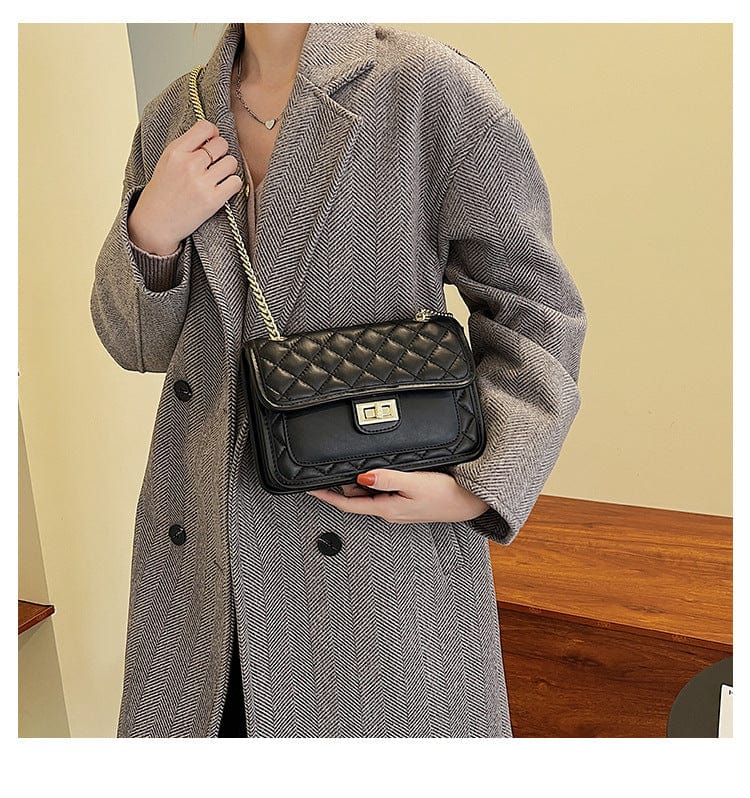 2022 New trendy fashion shoulder small square bag rhombic chain cross-body small square bag